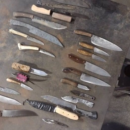 Knives made in the ABS Introduction to Bladesmithing course
