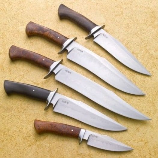 Knives with fitted guards and handles