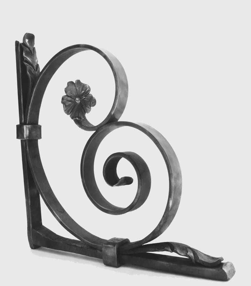 A forged scroll corbel bracket