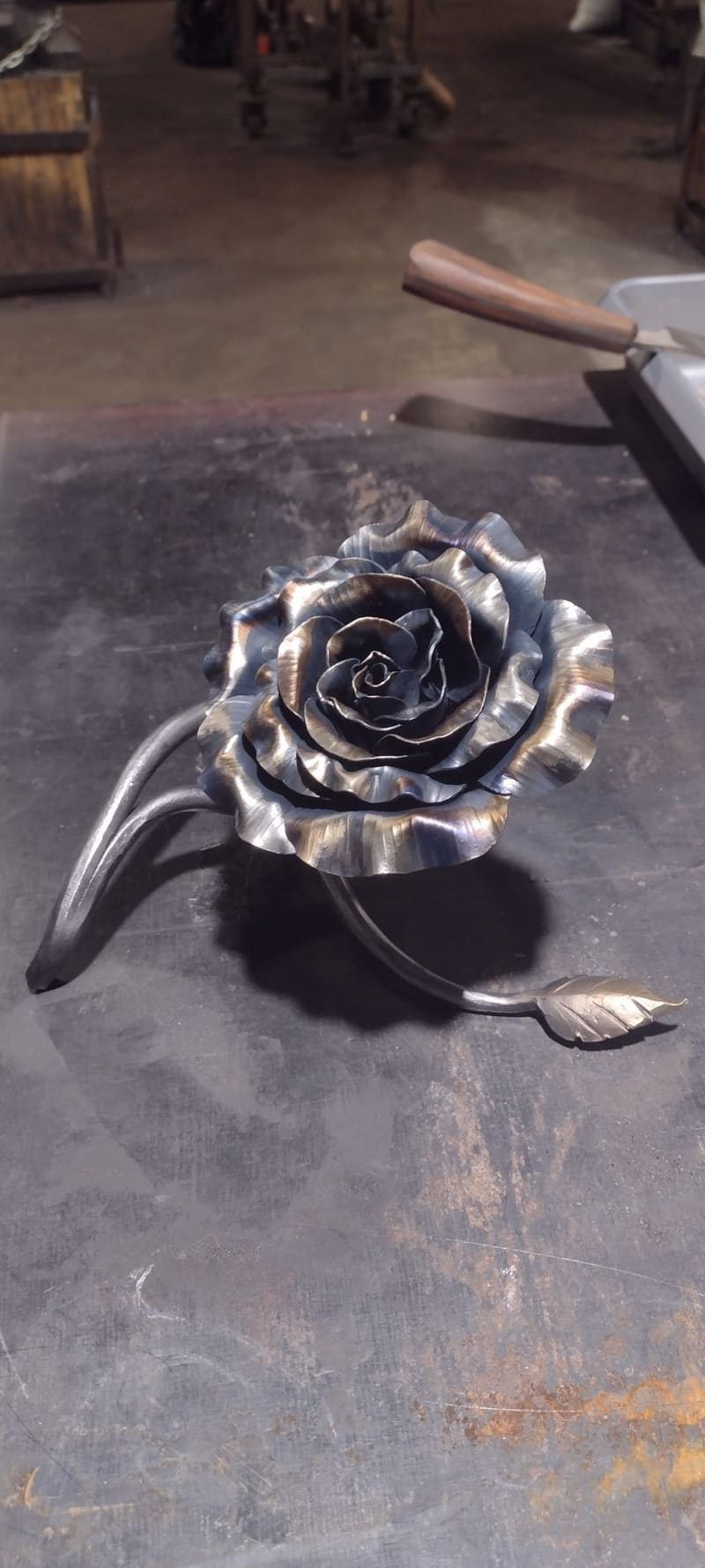 A forged steel rose